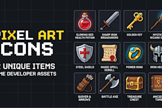 design custom pixel art item icons and rpg UI assets