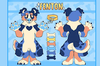 draw furry reference sheet, furry art and fursona character
