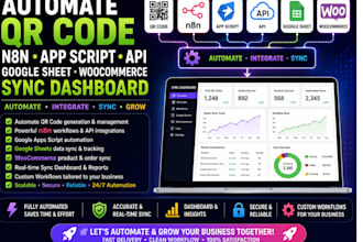 automate qr code,n8n, app script, api, google sheet, woocommerce sync dashboard