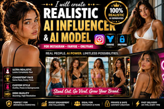 create realistic ai influence, ai model, onlyfans, fanvue, instagram