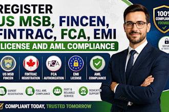 register US msb, fincen, fintrac, fca, emi license and aml compliance