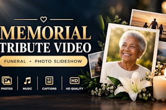 create a memorial tribute video funeral slideshow from videos, photos slideshow
