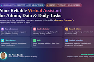 be your reliable virtual assistant for admin, data entry and daily routine tasks