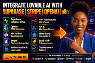 integrate supabase, stripe, openai, n8n in lovable ai app