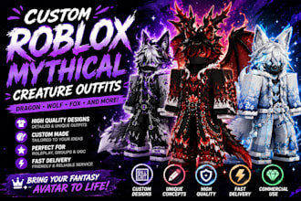 design roblox dragon, wolf, fox and fantasy creature outfits