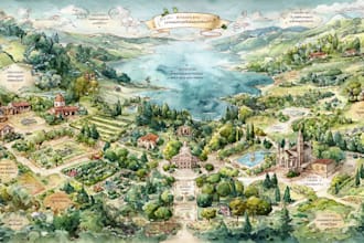 do custom watercolor wedding map