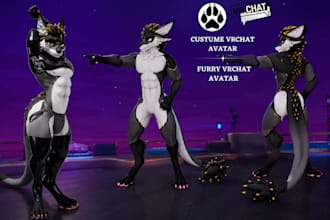 custom vrchat avatar vr character model vrc furry avatar with full body tracking