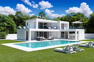 remodel modern house exterior design, 3d architectural rendering,villa,landscape