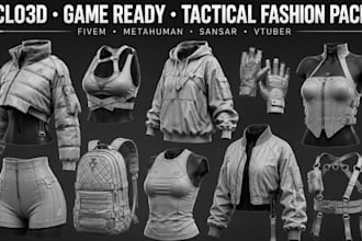 design texture and rig 3d clothing mesh for vrchat second life fivem imvu peds