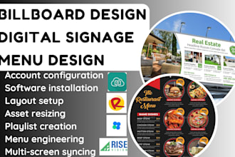 design animated digital menu board, billboard and outdoor tv signage ad signage