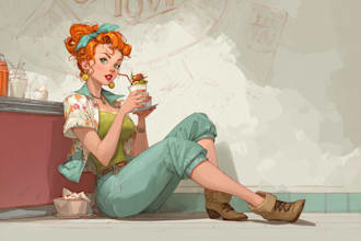 draw a retro glamour pin up girl character for your project
