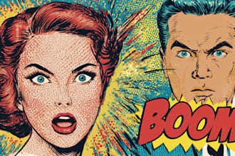 draw a retro vintage comic illustration