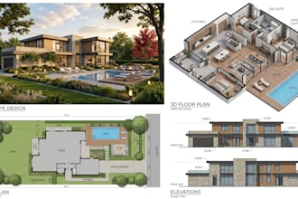 design your landscape, garden, backyard, and pool area with a 3d model render