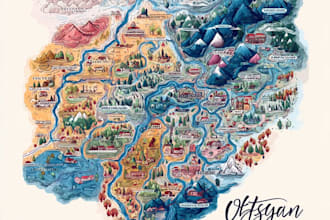 design hiking trail map illustration outdoor adventure guide