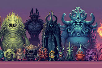 pixel art monsters or character