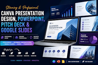 design canva presentation, corporate pitch deck, powerpoint or google slides