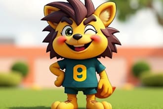 create flat funny cartoon character mascot