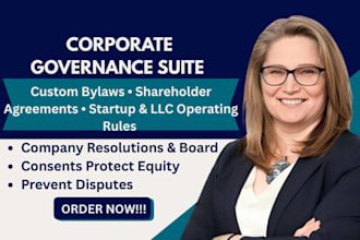 draft corporate bylaws shareholder agreement and company resolutions for startup