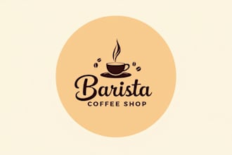design a vintage barista coffee shop cup logo for your brand