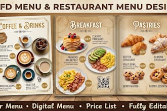 design professional food poster and menu for restaurants