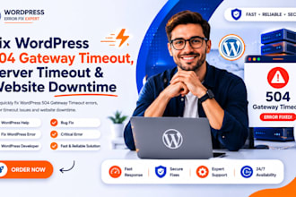 fix wordpress 504 gateway timeout error, server timeout and website downtime
