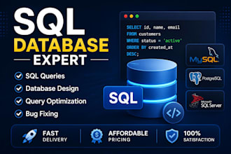 write sql queries, create databases, and fix sql issues