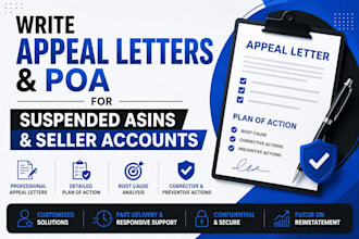 write amazon appeal letters and poa for suspended asins and seller accounts