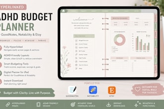 design hyperlinked digital adhd budget planner for goodnotes notability and etsy