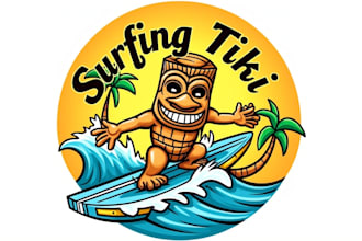 design a unique surfing tiki bar logo for your brand
