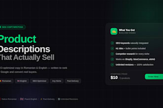 write SEO product descriptions in romanian and english for your online store