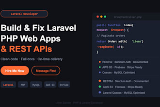 build and fix laravel PHP web apps and rest apis