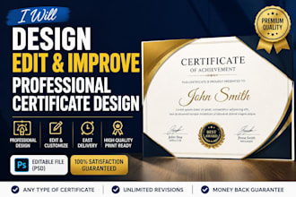 design edit and improve professional certificate design