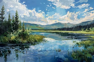 digitally oil painting landscape