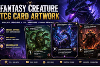 illustrate fantasy creature monster character tcg card artwork trading card