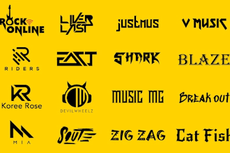 design dj music, edm, rap hip hop, typography, rock artist or band logo