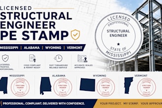 license structural engineer pe stamp for mississippi, alabama, wyoming, vermont