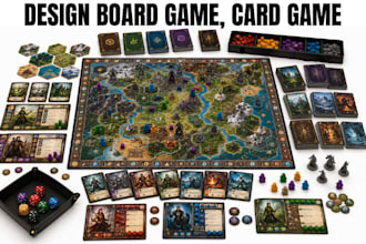 custom card game design board game artwork tabletop game card box rulebook tcg