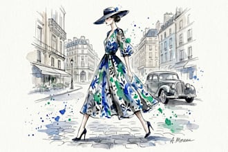 draw a fashion illustration and sketch