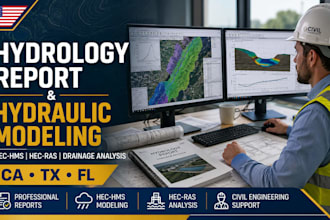 provide hydrology report and hydraulic modeling for civil projects ca tx