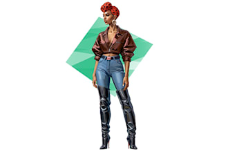 draw a  fashion illustration line art with my style