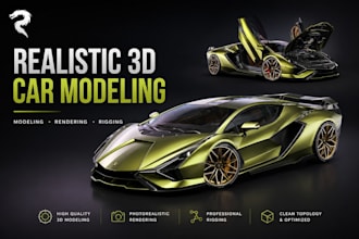 make hyper realistic 3d car modeling and rendering