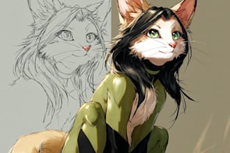create cute furry character art and custom fursona illustrations