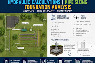 create septic layout hydraulic calculations pipe sizing foundation analysis