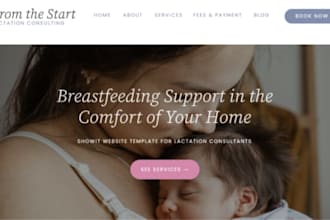 design squarespace lactation consultant website maternal care service website