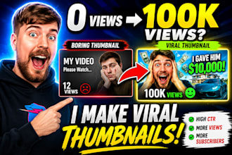 design high CTR viral youtube thumbnails in mrbeast style