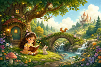 design whimsical children storybook illustrations and covers
