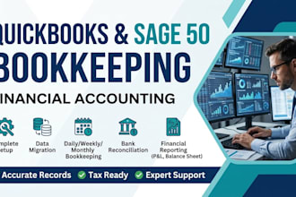 setup quickbooks, sage 50, and manage complete bookkeeping