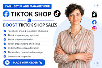 set up manage shopify dropshipping store marketing tiktok shop fb instagram ads