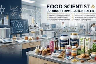 be your food scientist for recipes creation  and food product development suport