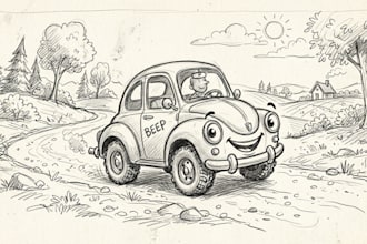 create cute cartoons sketches for you